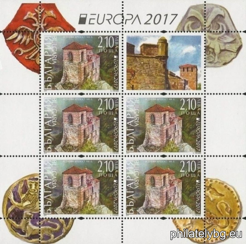 "EUROPE 2017 - Castles" - two postage stamps and a special postmark.