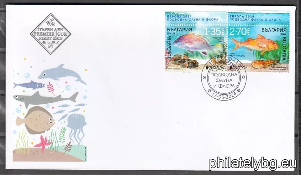 "Europe 2024 - Underwater Fauna and Flora" - a series of two postage stamps, printed in two types of block sheets of 5 postage stamps each with one vignette of each value and a special postmark.