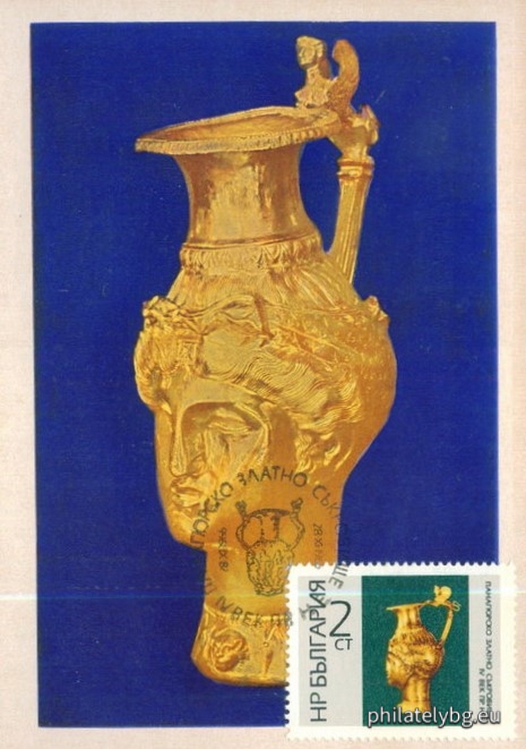 1724 - rhyton with a deers head; 1725 - jug with an Amazons head; 1726 - rhyton with a rams head; 1727 - phial (bowl) with ornaments; 1728 - jug with an Amazons head; 1729 - rhyton with a deers head; 1730 - jug with an Amazons head; 1731 - amphora with handles - figures of stotinkaaurs; 1732 - rhyton with a goats body.