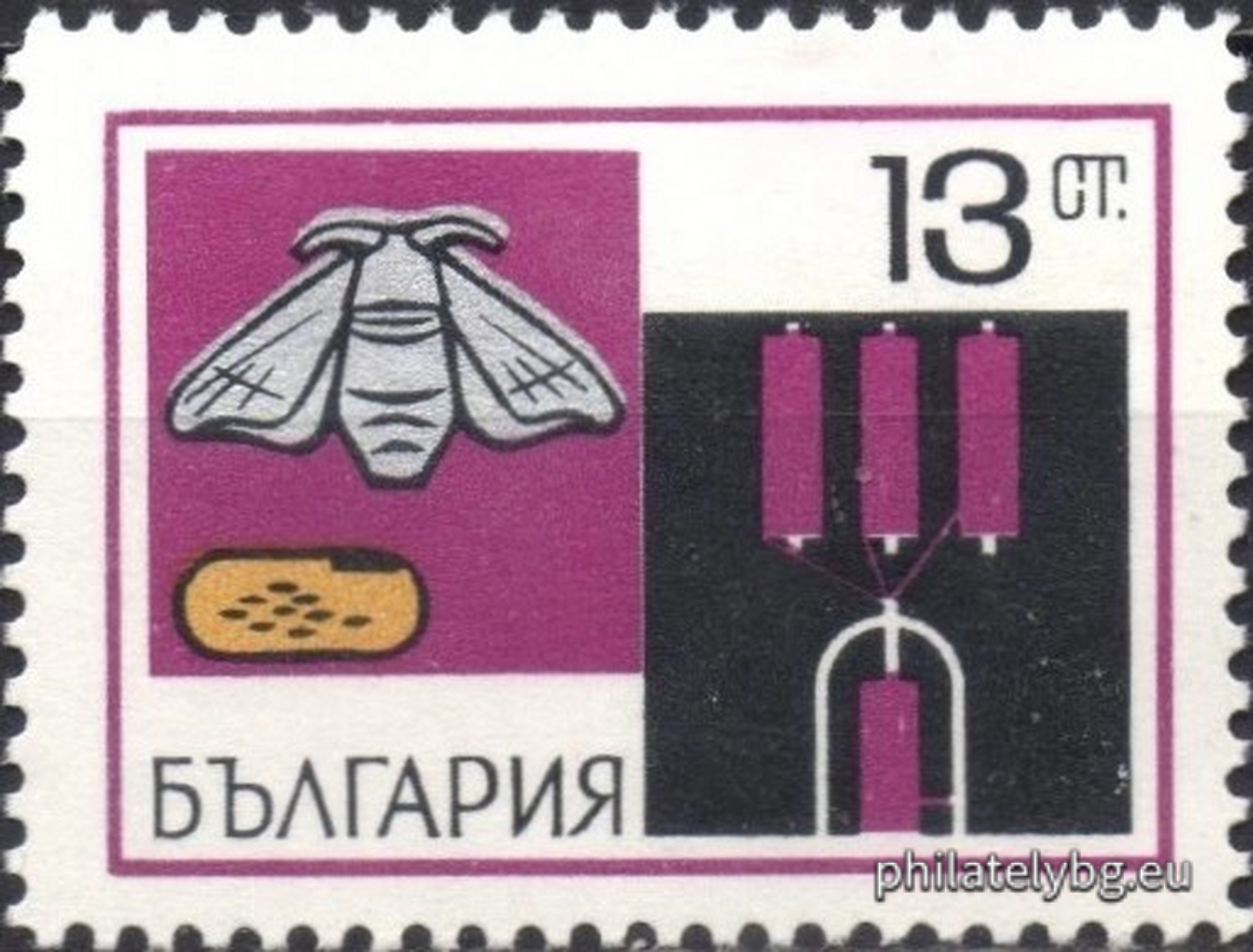 1930 - feeding of silkworms; 1931 - formation of cocoons; 1932 - cocoons; 1933 - pupa (bug) and cocoon; 1934 - silkworm and cocoon; 1935 - silkworm and larvae. On all stamps - different moments of the industrial processing of silk.