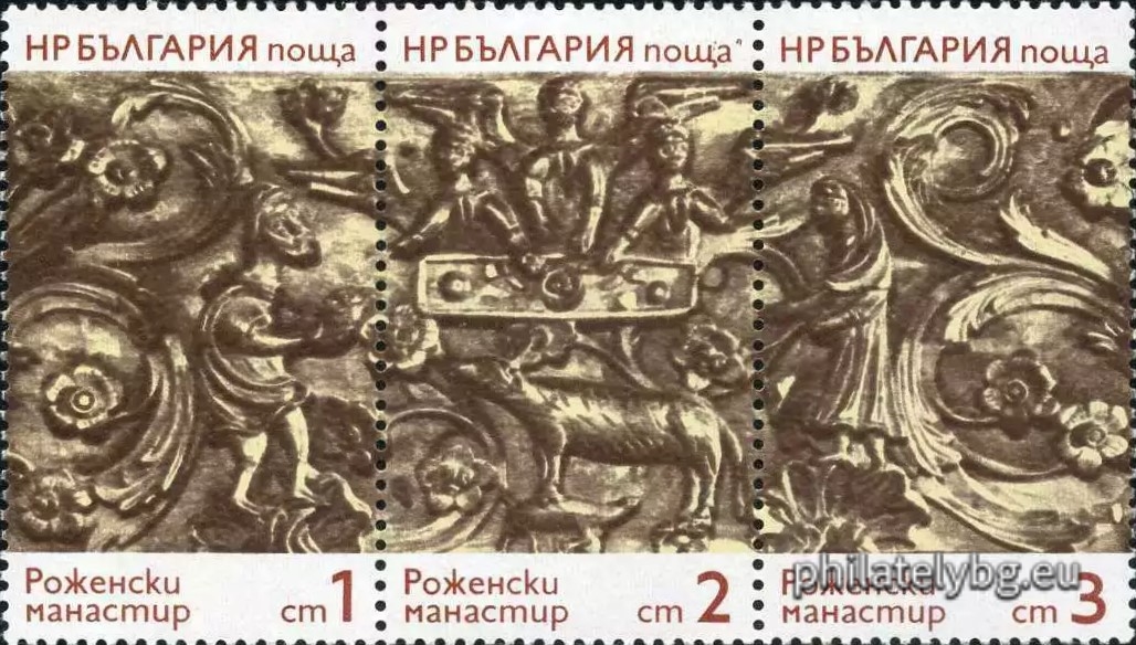 Woodcarvings with Old Testament scenes from the iconostasis of the Rozhen Monastery.