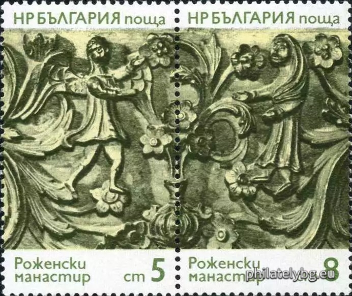 Woodcarvings with Old Testament scenes from the iconostasis of the Rozhen Monastery.