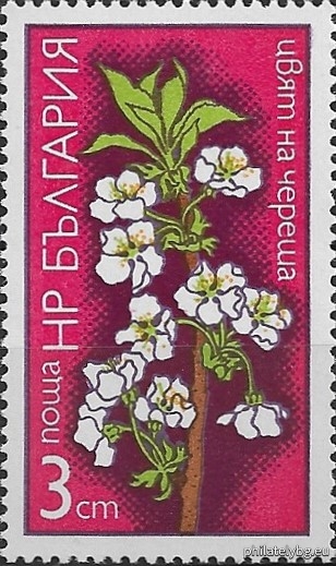 "Flowers of fruit trees." - five postage stamps.