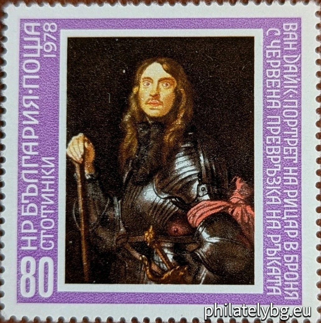 Paintings from the Dresden Gallery: 2742 - “Portrait of a Young Man” by Albrecht Dürer; 2743 - “Bathsheba at the Fountain” by Rubens; 2744 - “Portrait of de Moret” by Hans Holbein the Younger; 2745 - “Self-portrait with Saskia” by Rembrandt; 2746 - “Portrait of a Woman in Mourning” by Tintoretto; 2747 - “Portrait of an Old Man with a Beard” by Rembrandt; 2748 - “Portrait of a Knight in Armor” by Van Dyck.
