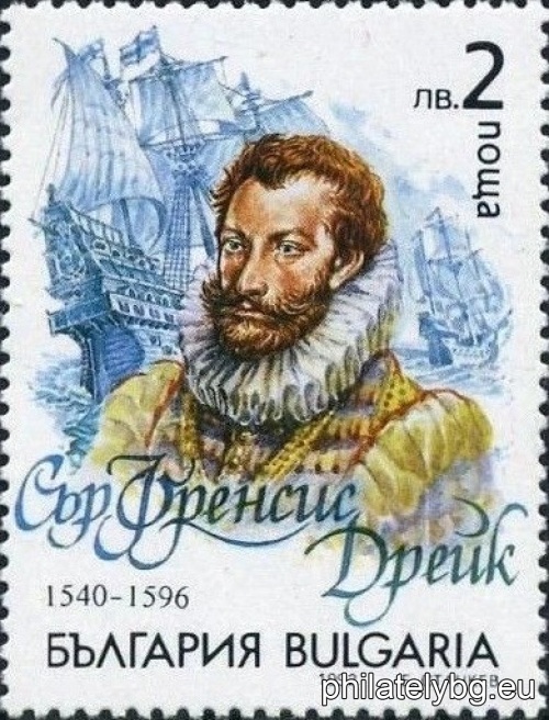 3990 - Amerigo Vespucci, navigational instruments; 3991 - Francisco de Orellana, Amazon River with sailing ships, armed Indians and Amazons; 3992 - Fernando Magellan, Strait of Magellan with sailing ships; 3993 - G. Jiménez de Quesada, soldiers fighting for Mayan gold; 3994 - Sir Francis Drake, flotilla; 3995 - Pedro da Valdivia, Spanish army and aborigines, fortification.