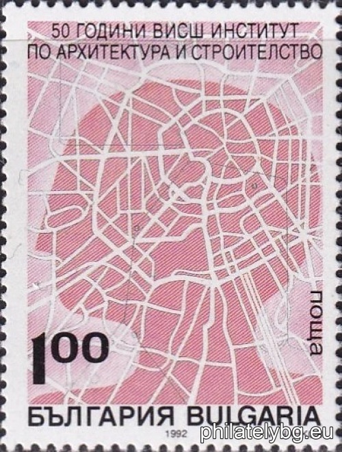 Silhouette of a head, urban plan.