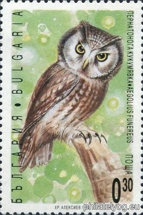 "Nocturnal birds of prey." - six postage stamps.