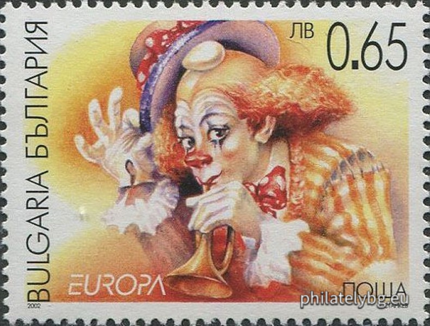 „ Европа 2002 - цирково изкуство “ - две пощенски марки и специален пощенски печат.
