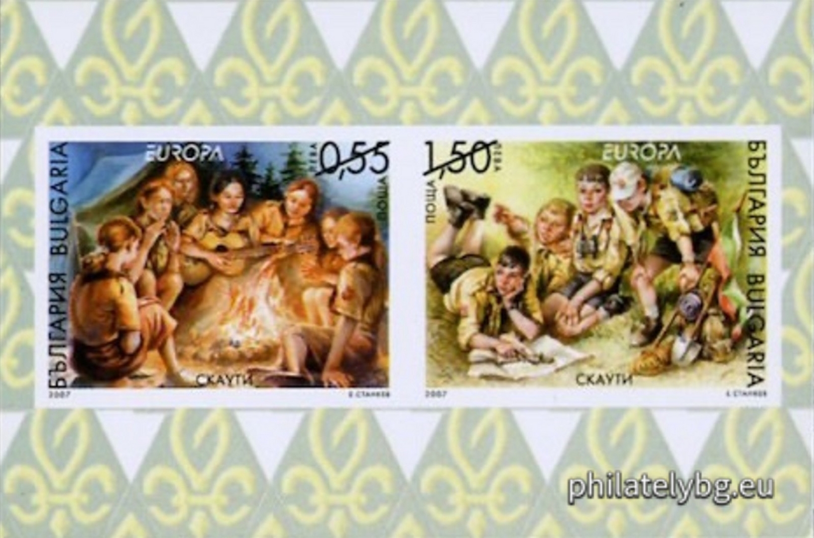 "Europe 2007 - Scouts" - two postage stamps and a special postage stamp.
