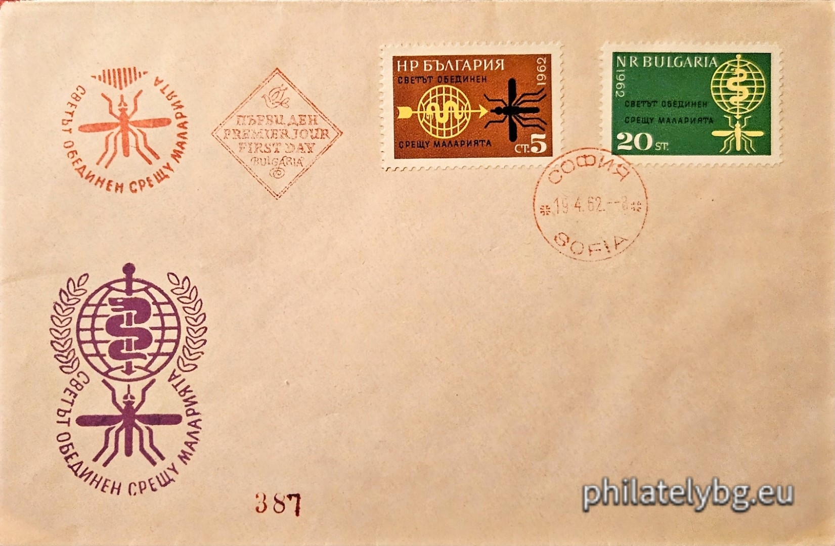 Red first day stamp.