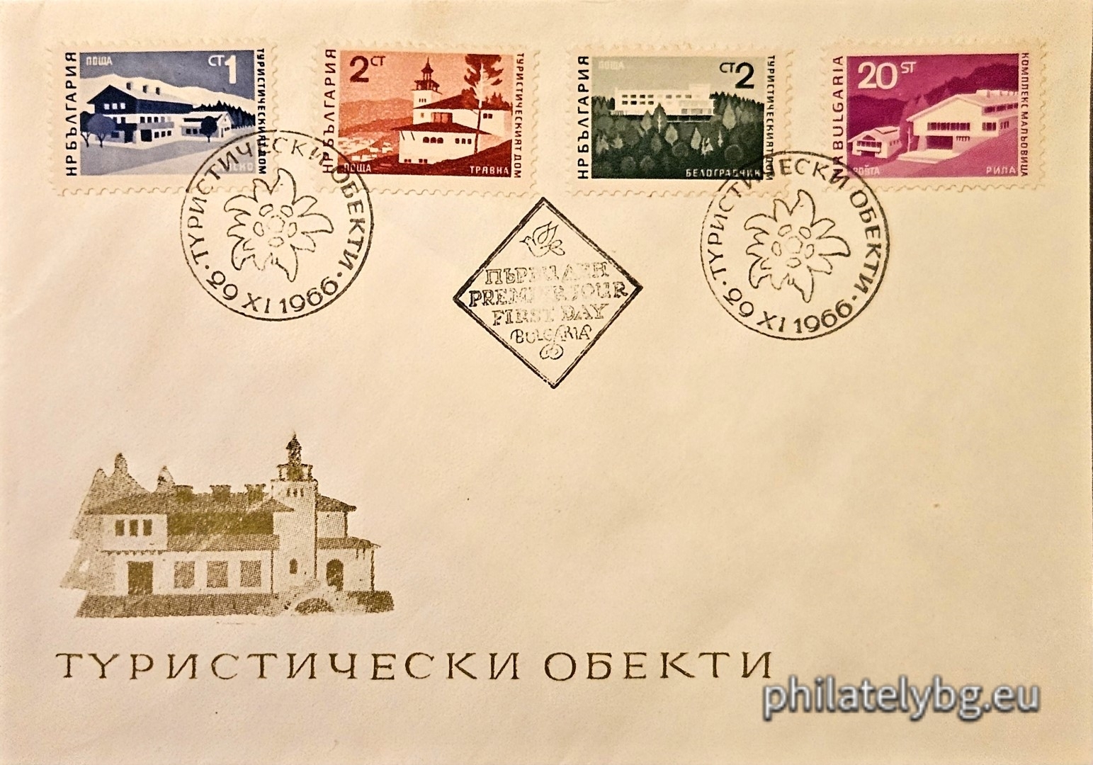 Tourist homes: 1733 - Bansko; 1734 - Belogradchik; 1735 - Tryavna; 1736 - Malyovitsa complex, Rila.